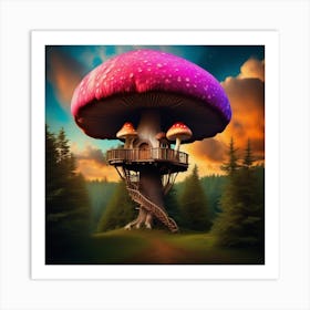 Mushroom House In The Forest Art Print