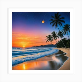 Sunset On The Beach 16 Art Print