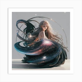 Girl With Long Hair Art Print