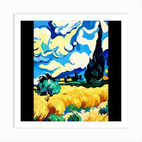 Cypresses In The Wheat Field Art Print