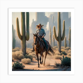 Cowboy In The Desert 2 Art Print