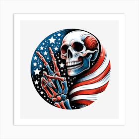 American Flag Skeleton 2 Art Print