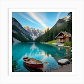 An Image Of A Serene Mountain Lake 1 Art Print