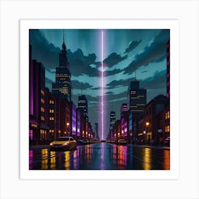 City Rain Reflections of a Modern World Art Print