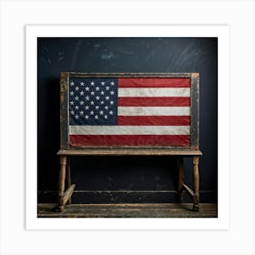 An Antique American Flag Resplendent With Immaculate Red Stars Scattered Against A Deep Blue Backgr (1) Art Print