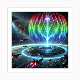 A Futuristic Sci Fi Scene Illustrating The Aurora Art Print