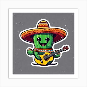 Cactus Playing Guitar 7 Art Print