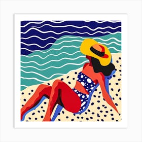 Woman Enjoying The Sun At The Beach 19 Art Print