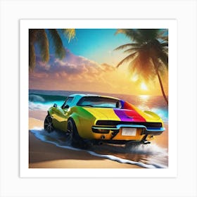 Car On The Beach Art Print