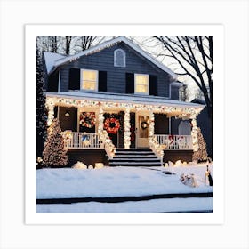 Christmas Decorations On A House 5 Art Print