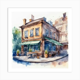 Watercolor Sketch Of A Cafe Art Print