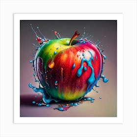 Apple Splashed With Water Art Print