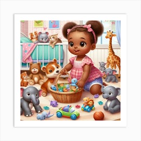 Little Girl With Toys Art Print