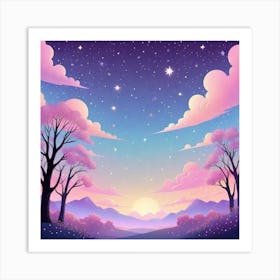 Sky With Twinkling Stars In Pastel Colors Square Composition 69 Art Print