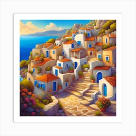 Greek Village 1 Art Print