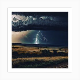 Lightning Over The Plains Art Print