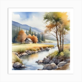 Watercolor Landscape Painting 2 Art Print