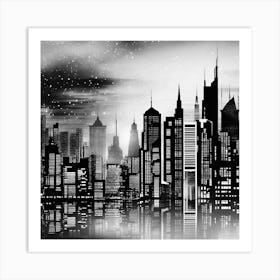 Cityscape In Black And White 1 Art Print