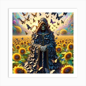 Grim Reaper in The Sunflower Field Art Print