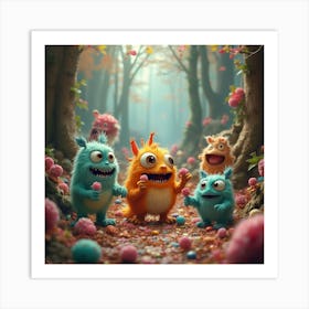 Monsters In The Woods 1 Art Print