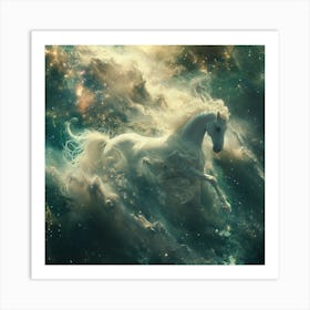 White Horse In Space Art Print