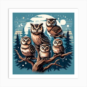 Owl Family Art Print