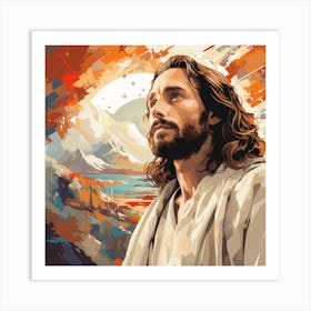Jesus In The Mountains Art Print