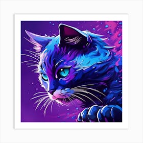 Purple Cat With Blue Eyes 5 Art Print