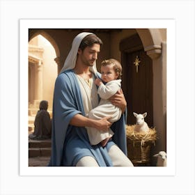 Jesus And His Baby Art Print