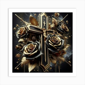 Cross With Roses 6 Art Print