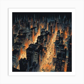 Cityscape At Night 9 Art Print