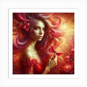 Beautiful Girl With Red Hair 1 Art Print