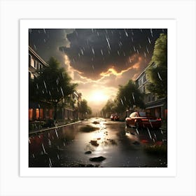 Rainy City Art Print