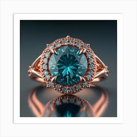 Blue Topaz Engagement Ring Art Print