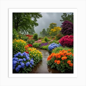 Colorful Flowers In A Garden Art Print