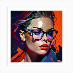 Fine Art Style Portrait Girl In Glasses Art Print