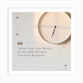 Invest Your Time Wisely It'S The Only Resource You Can'T Replenish 1 Art Print