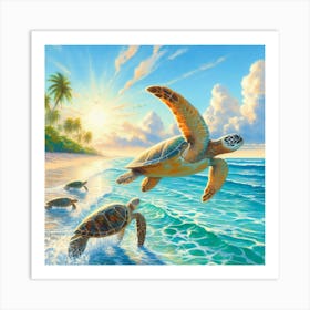 Turtles On The Beach 1 Art Print