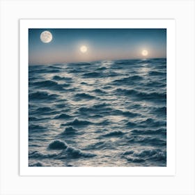 Full Moon Over The Ocean Art Print