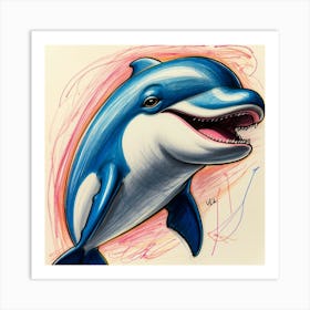 Dolphin Drawing 19 Art Print