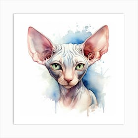 Sphynx Elf Cat Portrait Art Print