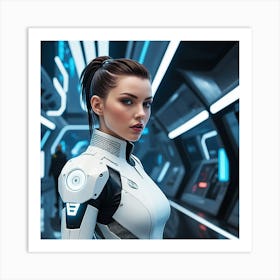 Futuristic Woman In Futuristic Suit Art Print