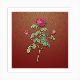 Vintage Agatha Rose in Bloom Botanical on Falu Red Pattern n.0514 Art Print