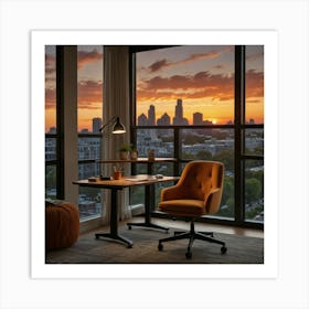 Sunset In Chicago Art Print