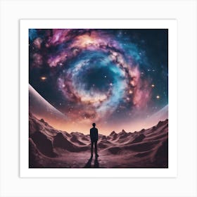 Space - Space Stock Videos & Royalty-Free Footage.Galaxy dream world with a person standing Art Print