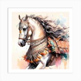 Decorated Berber Horse Color Painting Art Print