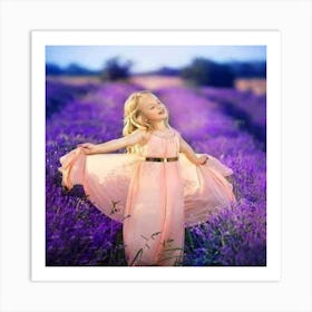 Girl In Lavender Field Art Print