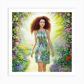 Girl In A Garden 3 Art Print