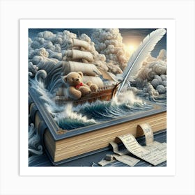 Teddy Bear On A Book Art Print