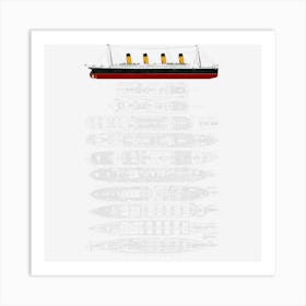 Titanic Ship Section Plan Gift Atlantic Ocean Cruise Art Print